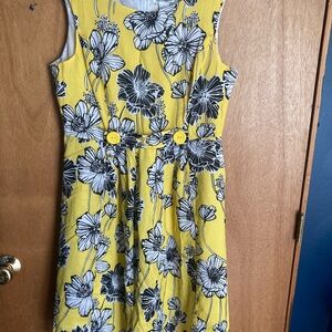 Yellow floral Robbie Bee midi retro a-line dress 12